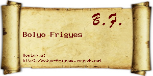 Bolyo Frigyes névjegykártya